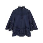 Zimmermann Mahon denim blouse in blue, side angle view