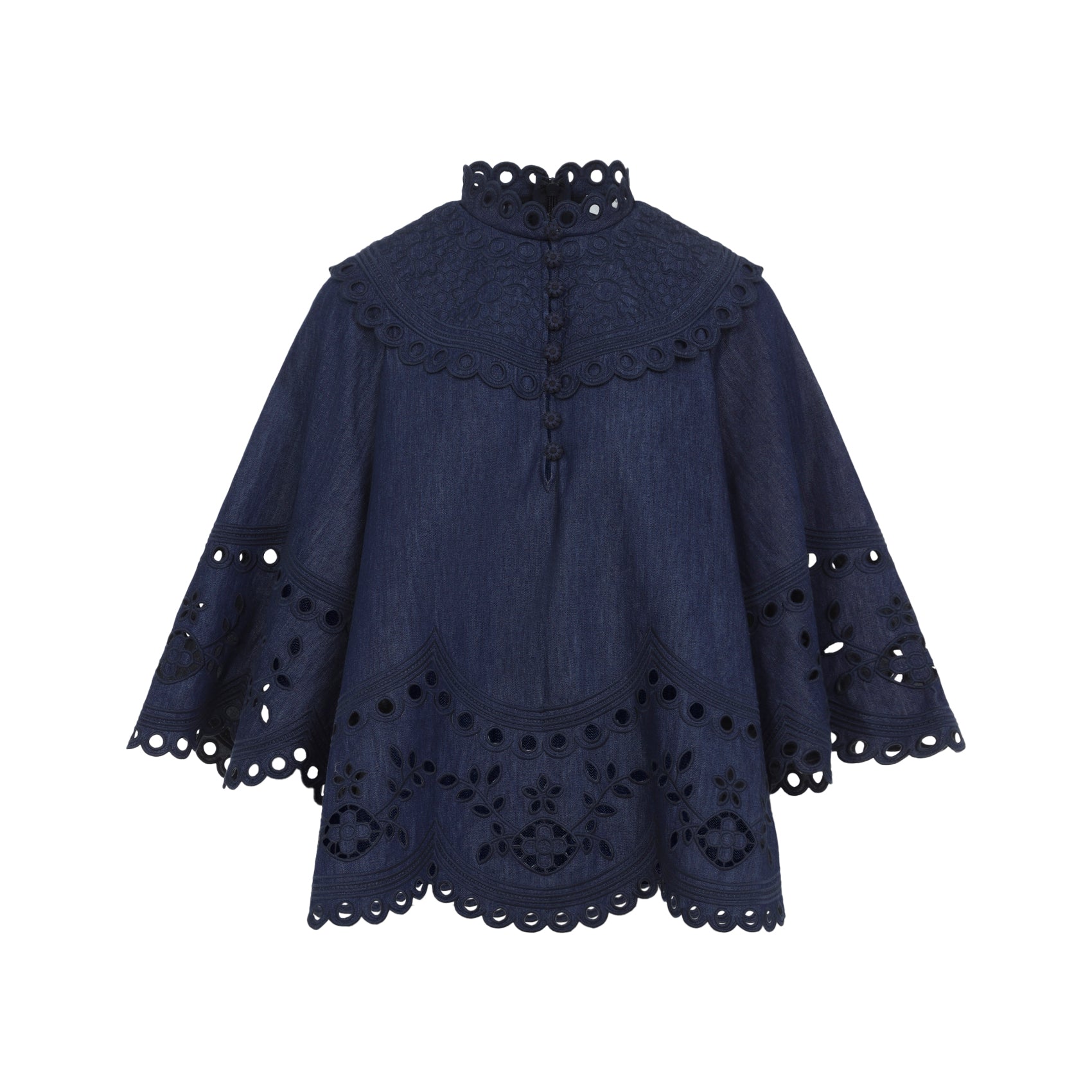 Zimmermann Mahon denim blouse in blue, side angle view