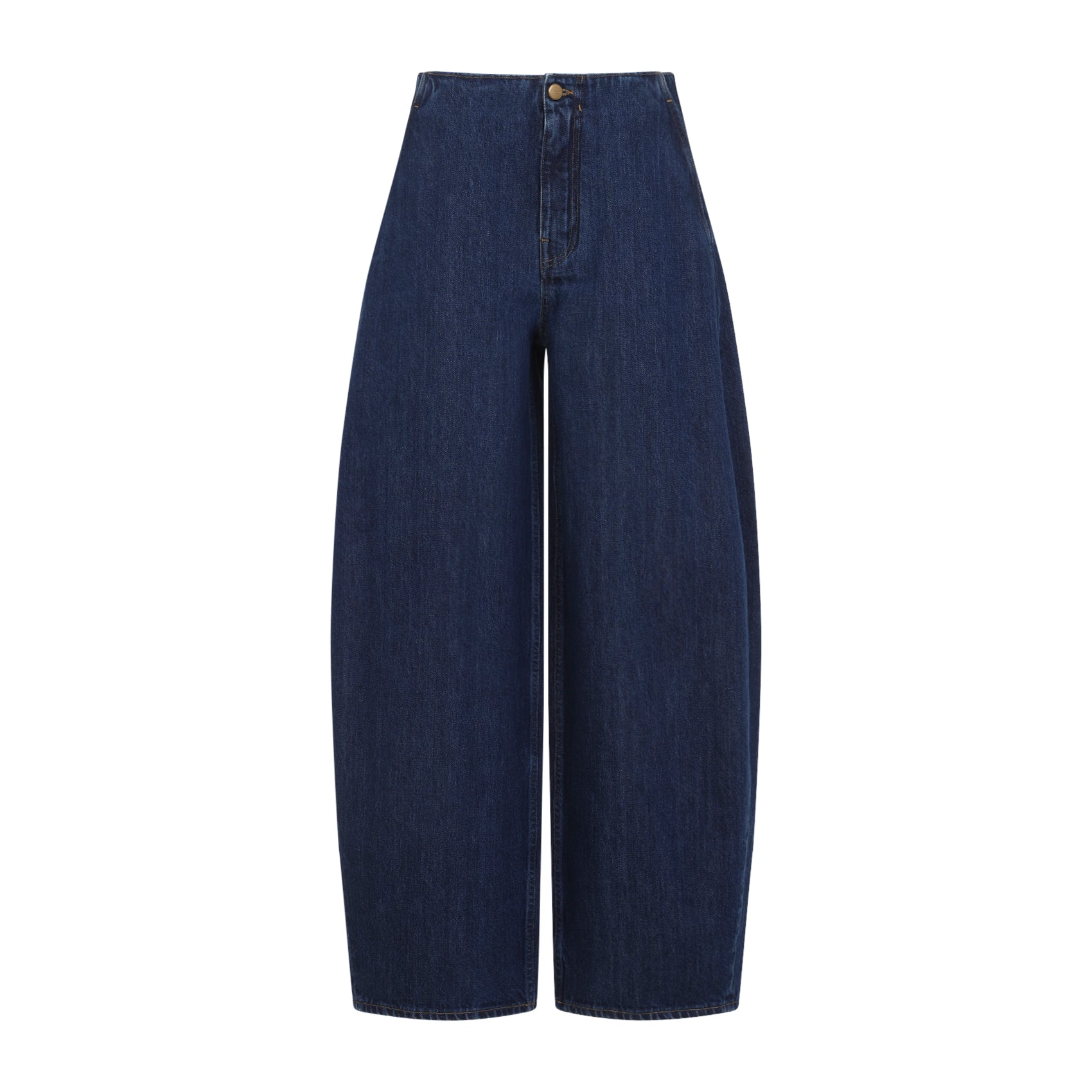 Medium blue wide-leg denim pants by Jil Sander, side view