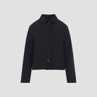 Midnight blue Jil Sander cropped blazer in technical fabric, front view