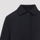 Midnight blue Jil Sander cropped blazer, detail of clean-lined pockets