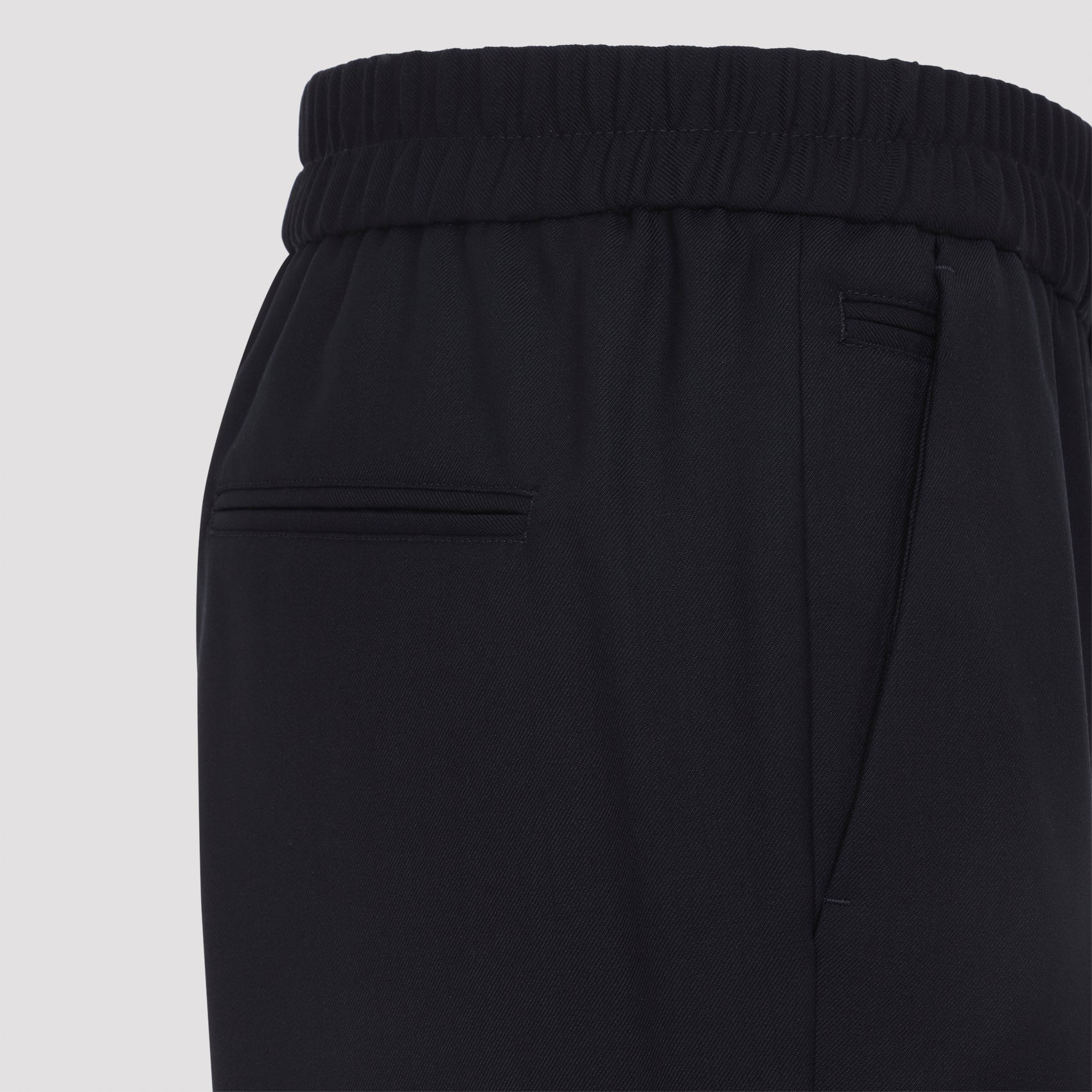 Very dark navy Paul Smith wool-blend pants, close-up detail by Paul Smith