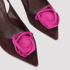 Roger Vivier brown suede slingback with pointed toe and heel strap, top view