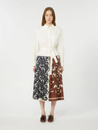 White maxi dress with shirt collar by WEEKEND MAX MARA, back view on model