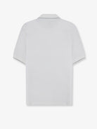 White Brunello Cucinelli polo shirt with classic collar, detail view