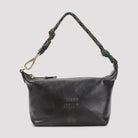 Brown Miu Miu nappa leather pouch, back view showing aged-effect finish