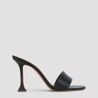 Black silk satin Andreea slipper with sculptural heel by Amina Muaddi, side view