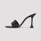 Amina Muaddi Andreea slipper showing 9.5 cm sculptural heel detail, back view