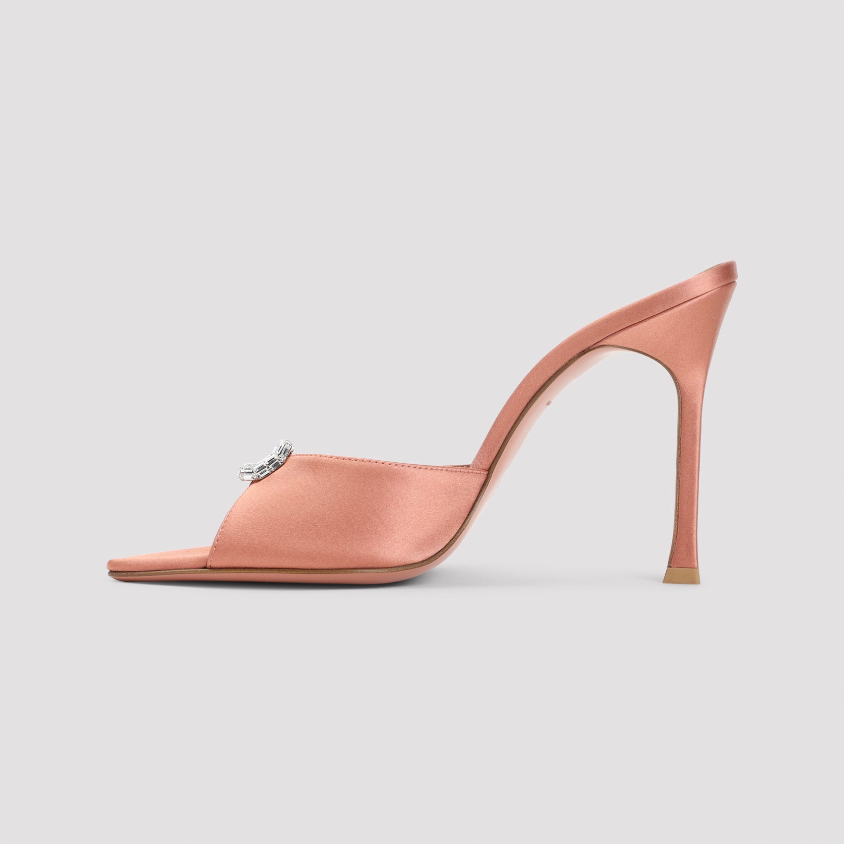 Amina Muaddi mule crystal-embellished buckle detail, close-up