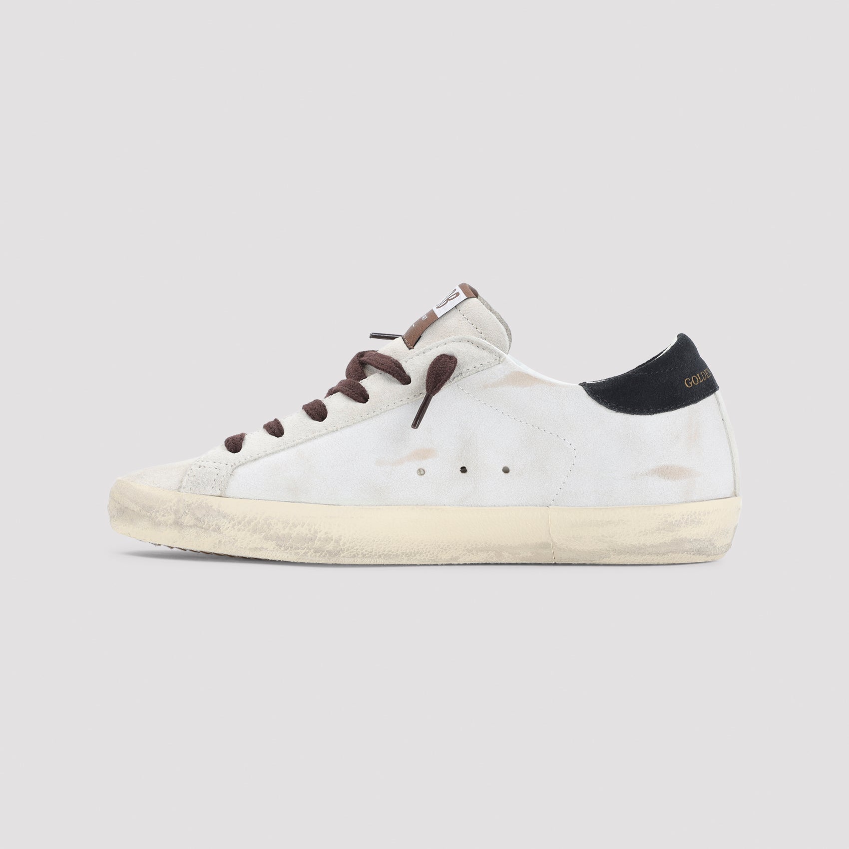 White leather Golden Goose Superstar sneakers, top view