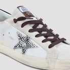 White Golden Goose Superstar sneakers with suede inserts, detail view