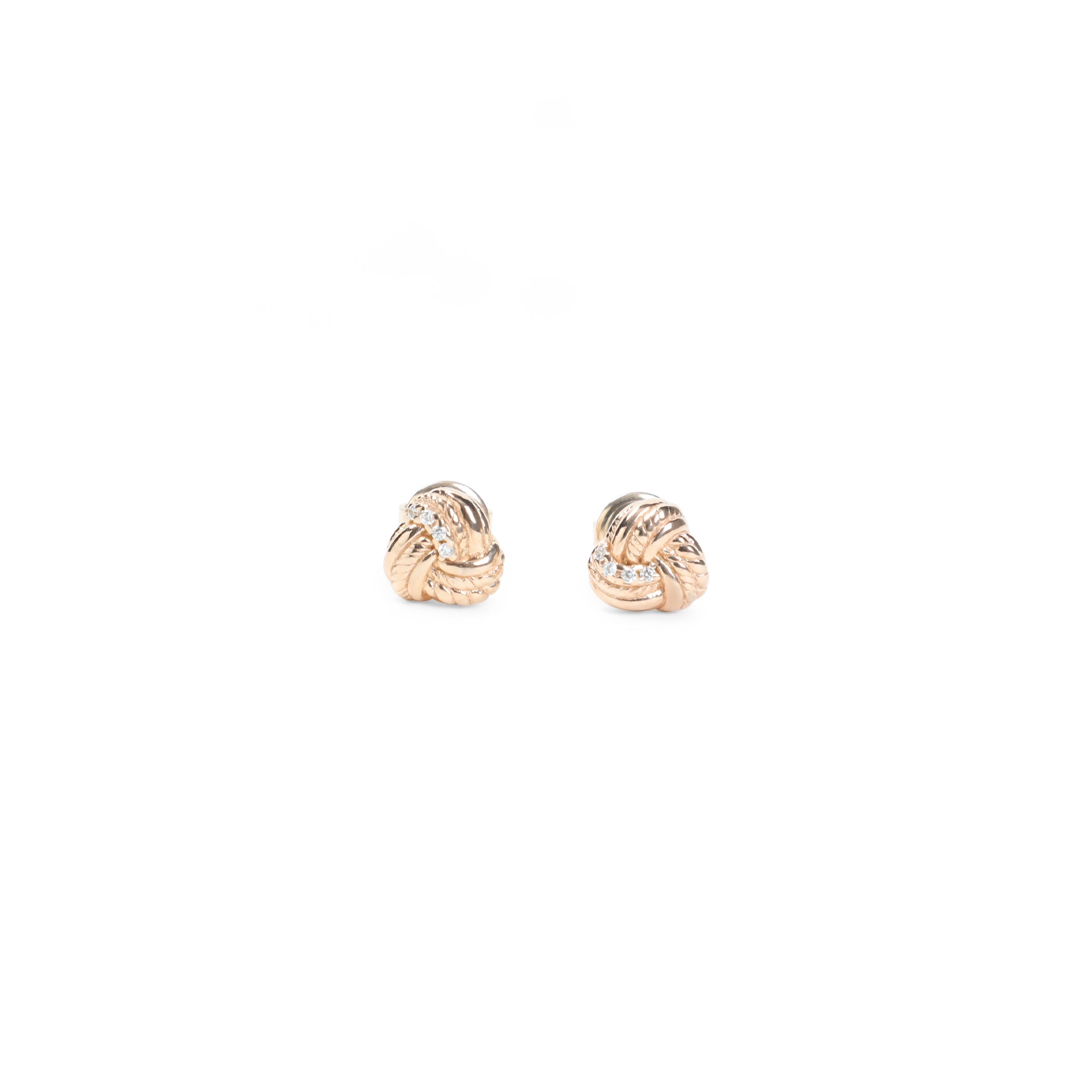 White Bottega Veneta knotted stud earrings in gold-tone brass, side angle