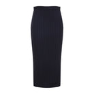Dark navy Givenchy pinstriped wool midi skirt, side view