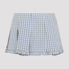 White checked cotton mini skirt by Miu Miu, detail of ruffle hem