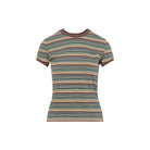 Multicolor striped Marni cotton t-shirt with brown ribbed trims, back view