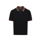 Black Marni polo with embroidered chest logo, detail view