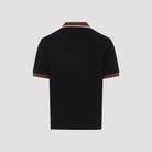 Black piqué polo with white stripe collar detail by Marni