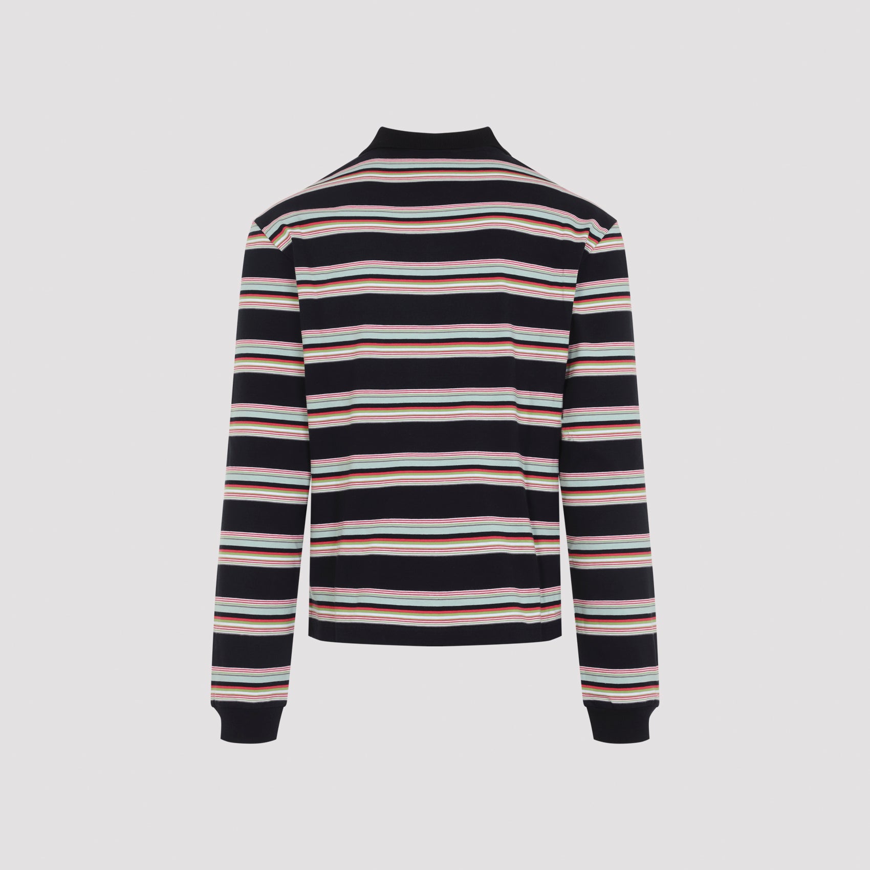 Marni cotton polo with ribbed cuffs and multicolour stripes, side view