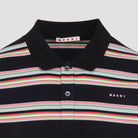 Navy Marni long-sleeve polo in cotton piqué, back view