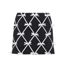Black Moschino virgin wool mini skirt with bow appliqués, side view