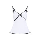 White Moschino sleeveless top with ribbon trims, side view