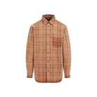 Orange checked EGONLAB over shirt with pointed collar, detail view