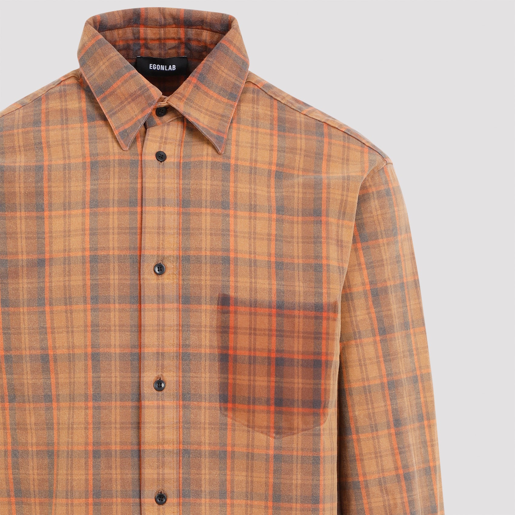 EGONLAB checked cotton shirt with buttoned cuffs, sleeve detail