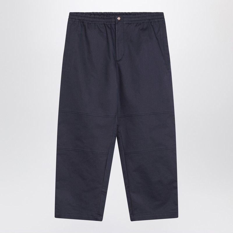 COTTON GABARDINE TROUSERS MONCLER GENIUS NAVY BLUE 48