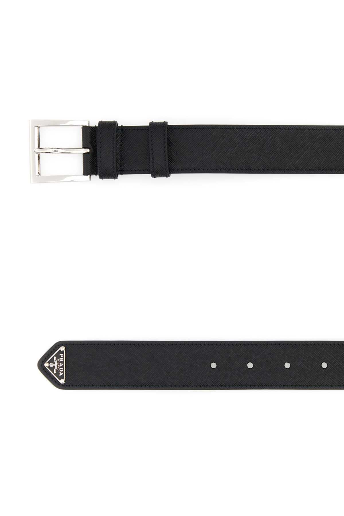 LEATHER BELT WITH METAL BUCKLE Prada