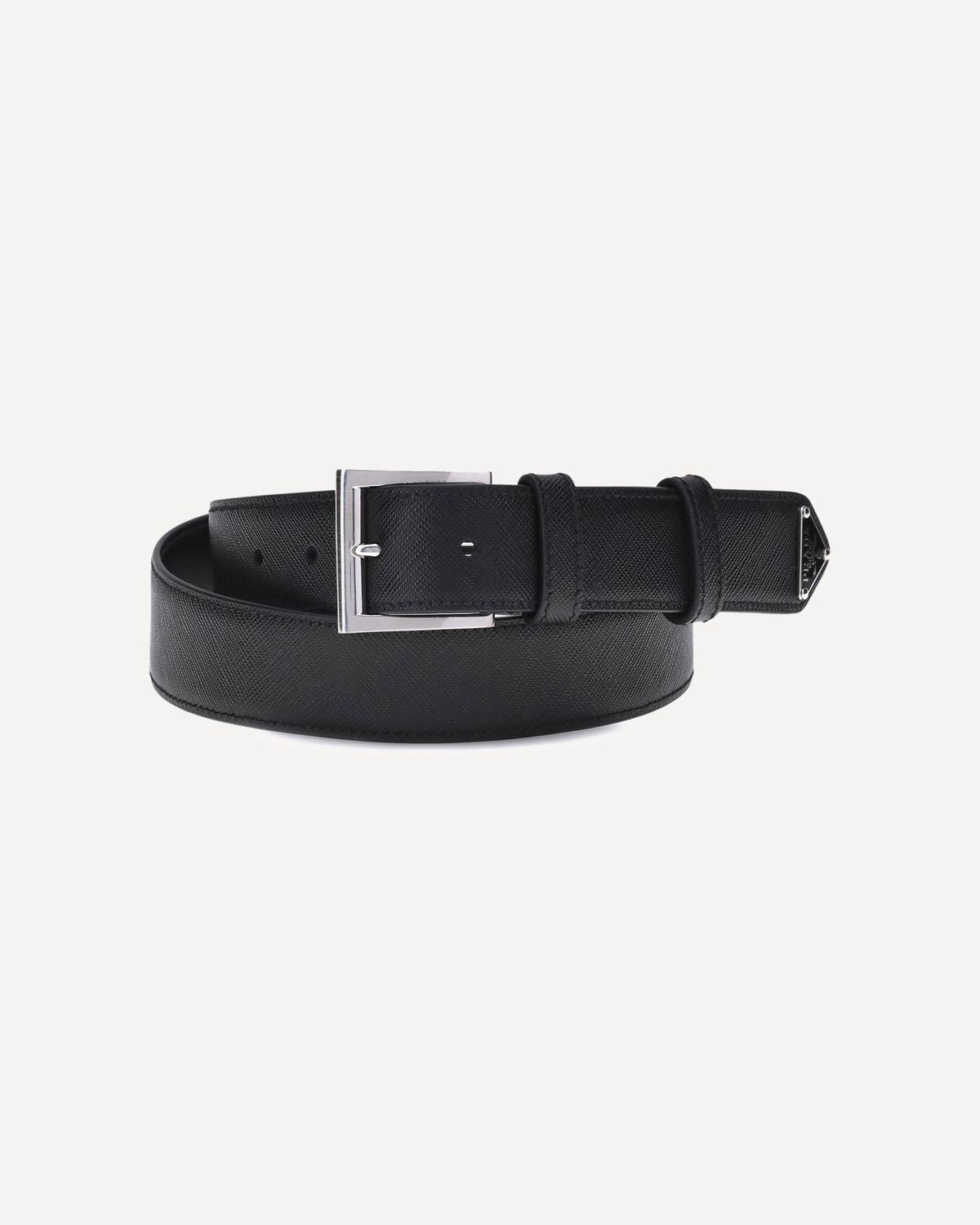 LEATHER BELT WITH METAL BUCKLE Prada black 105