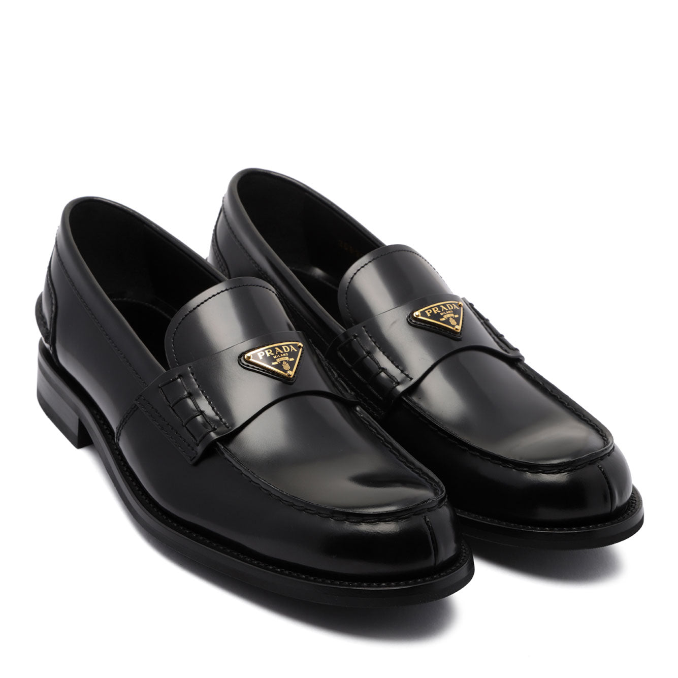 BRUSHED LEATHER LOAFERS Prada