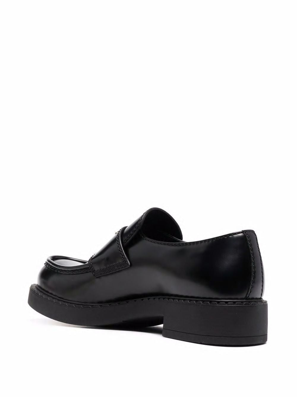 BLACK LEATHER LOAFERS Prada