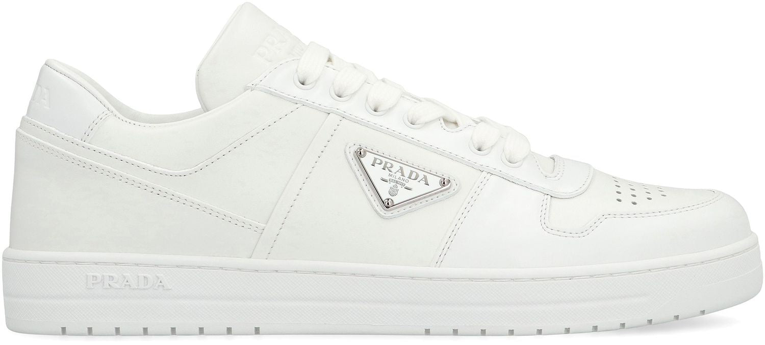 DOWNTOWN LEATHER LOW-TOP SNEAKERS Prada