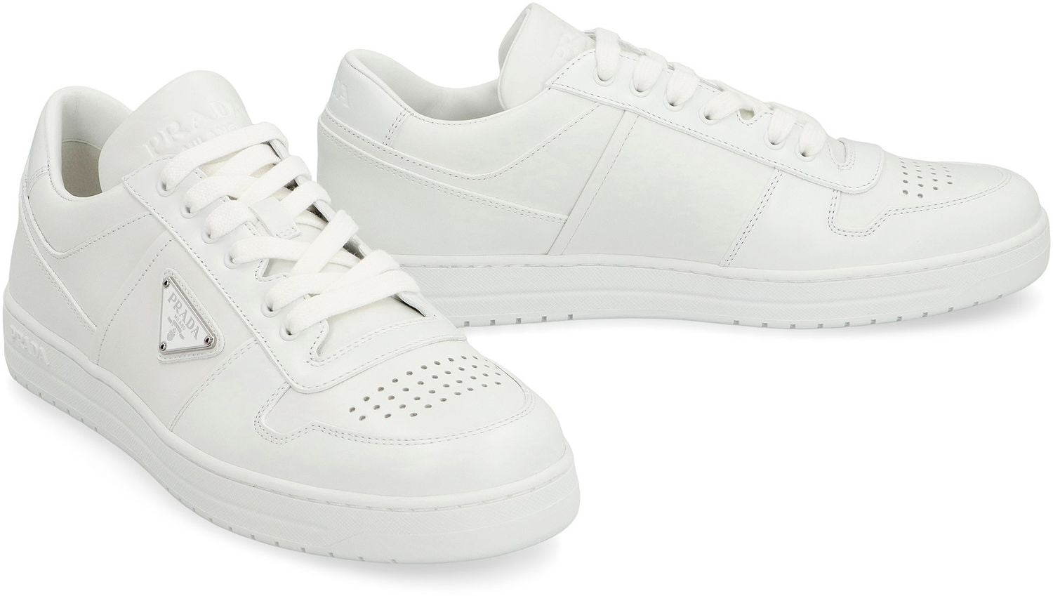 DOWNTOWN LEATHER LOW-TOP SNEAKERS Prada