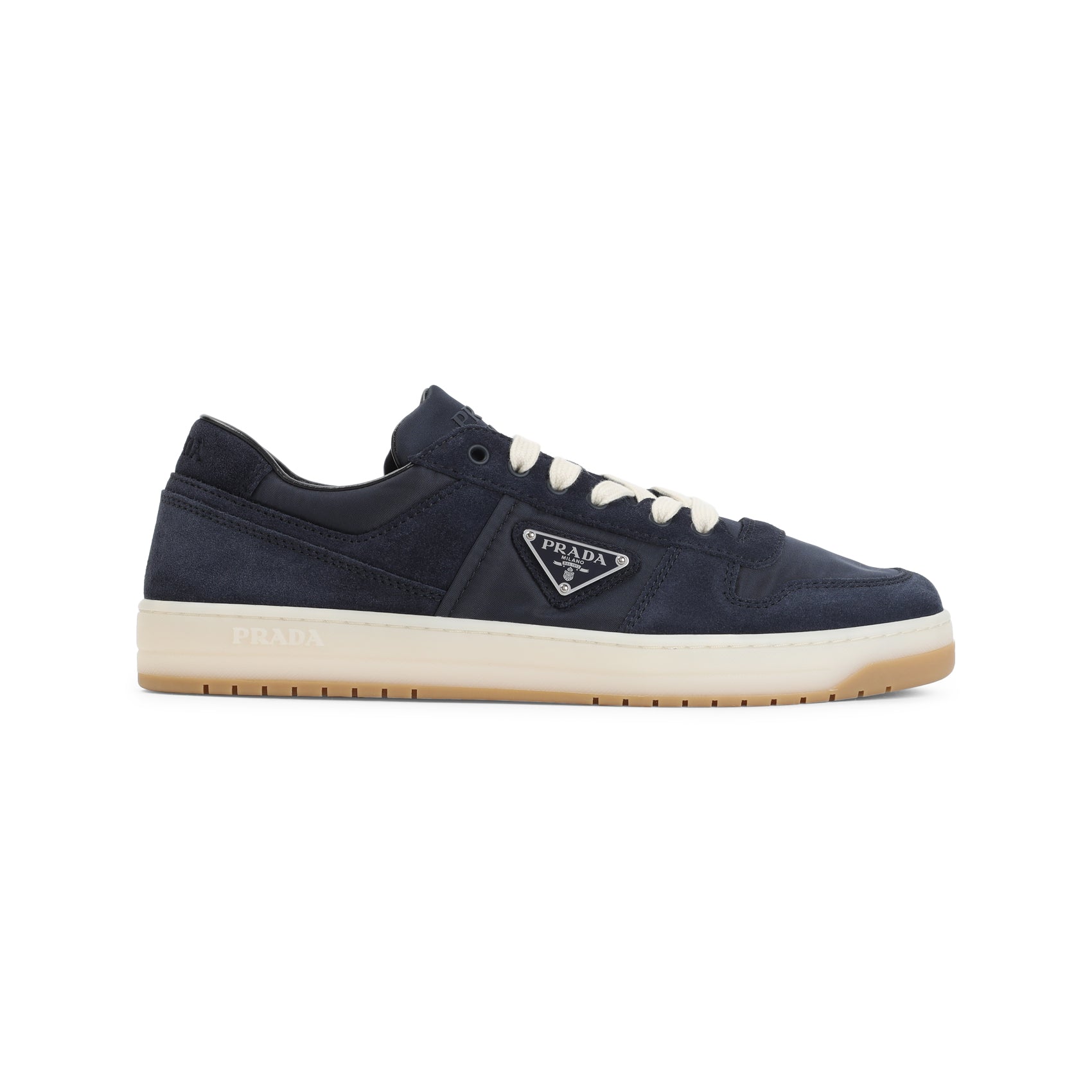 NAVY BLUE CANVAS AND SUEDE DOWNTOWN SNEAKERS Prada BLUE 6