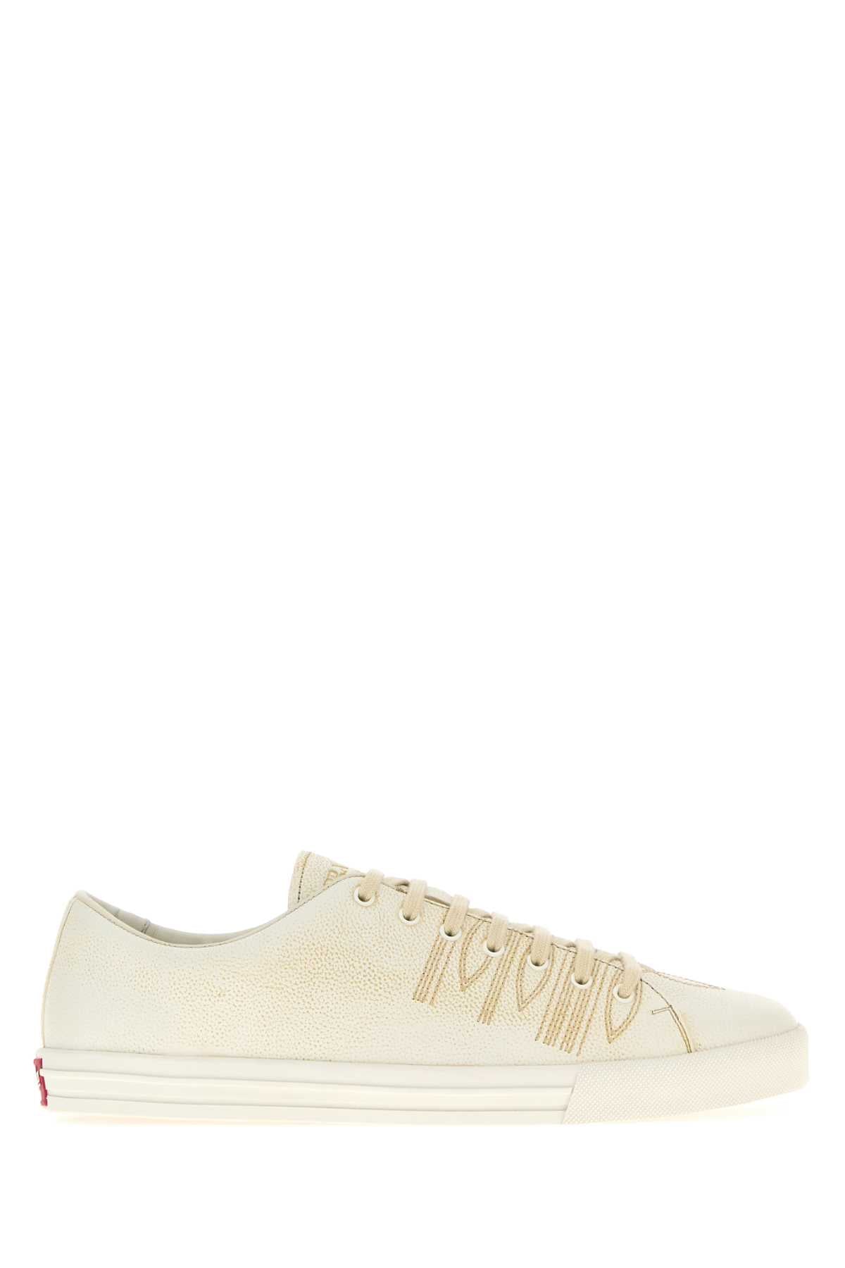 IVORY LEATHER SNEAKERS Prada WHITE 10