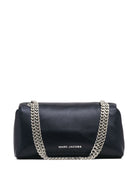 Black crossbody mini bag by Marc Jacobs, detail view of chain hardware