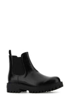 BLACK LEATHER ANKLE BOOTS Prada