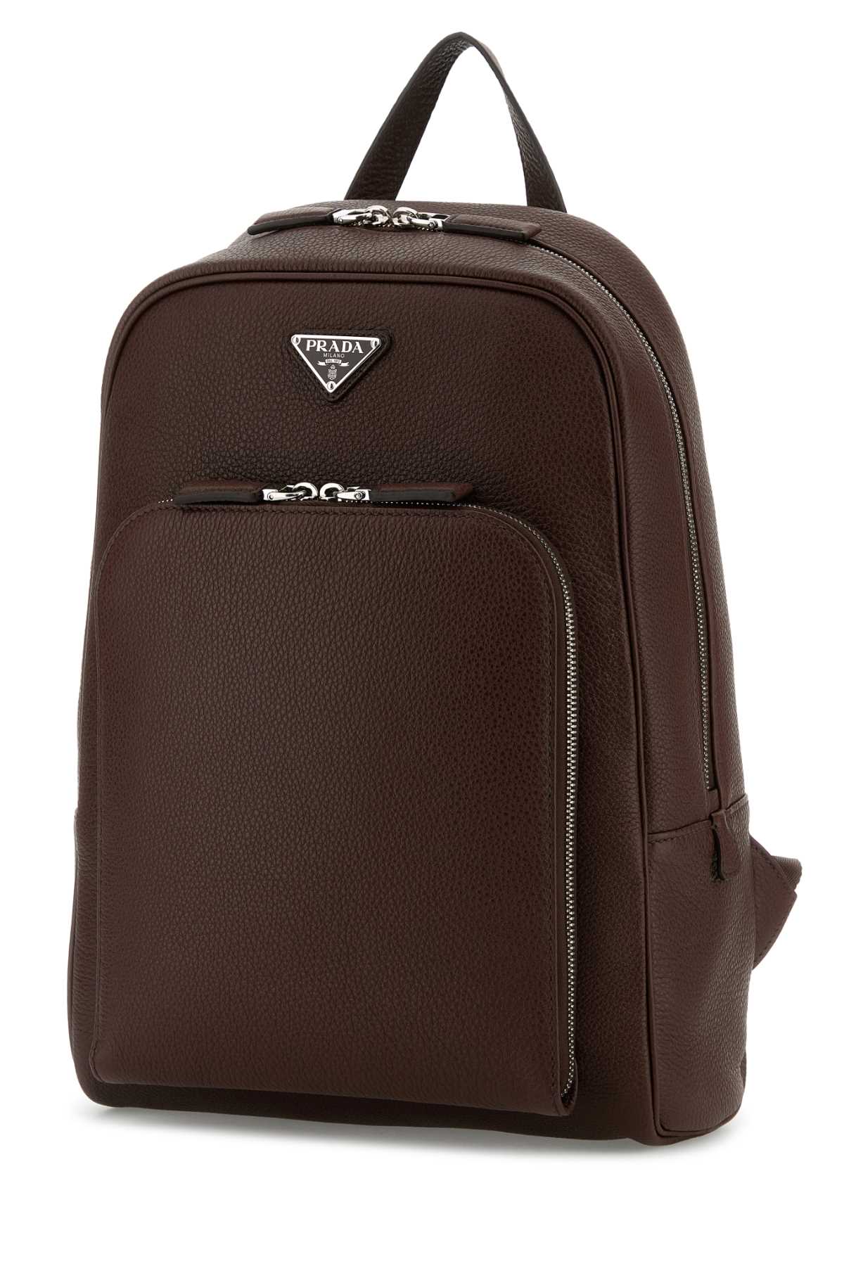 BROWN LEATHER BACKPACK Prada