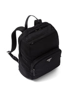 BLACK RE-NYLON AND LEATHER BACKPACK Prada