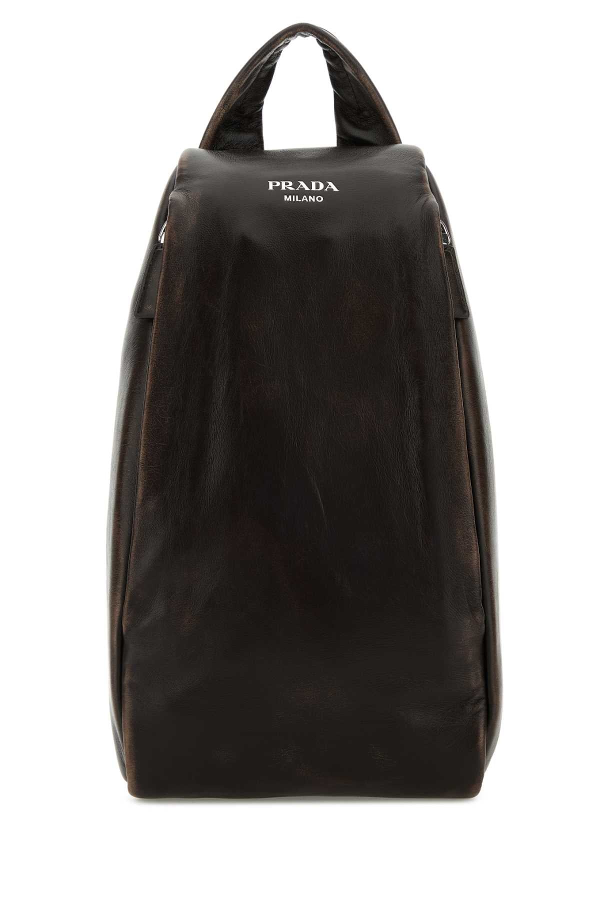 DARK BROWN NAPPA LEATHER BACKPACK Prada BROWN TU