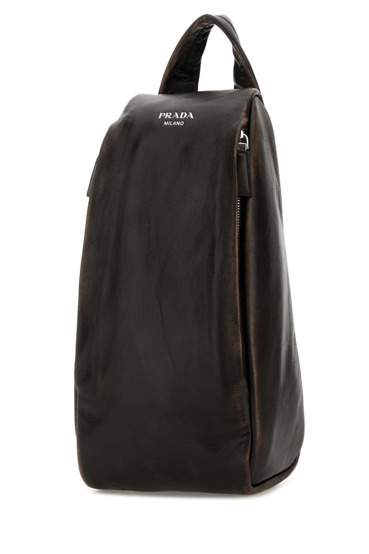 DARK BROWN NAPPA LEATHER BACKPACK Prada