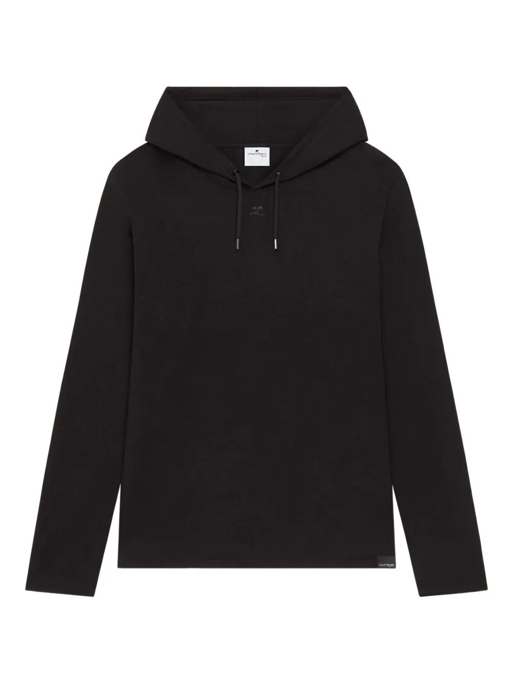 "OFF SHOULDER" HOODED T-SHIRT COURREGÈS BLACK XS