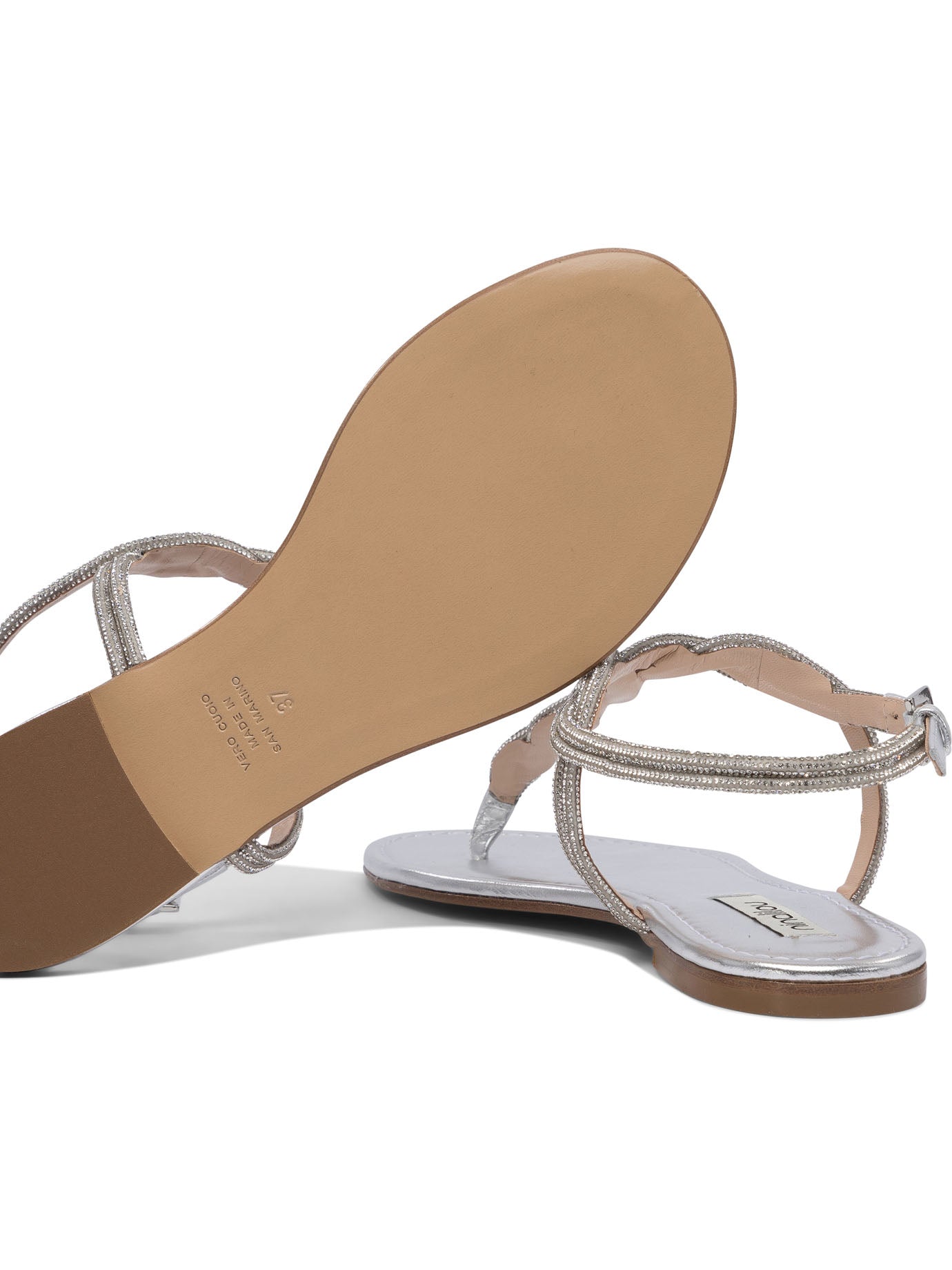 SILVER LEATHER SANDALS NINALILOU