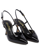 BLACK LEATHER HEELED SHOES NINALILOU