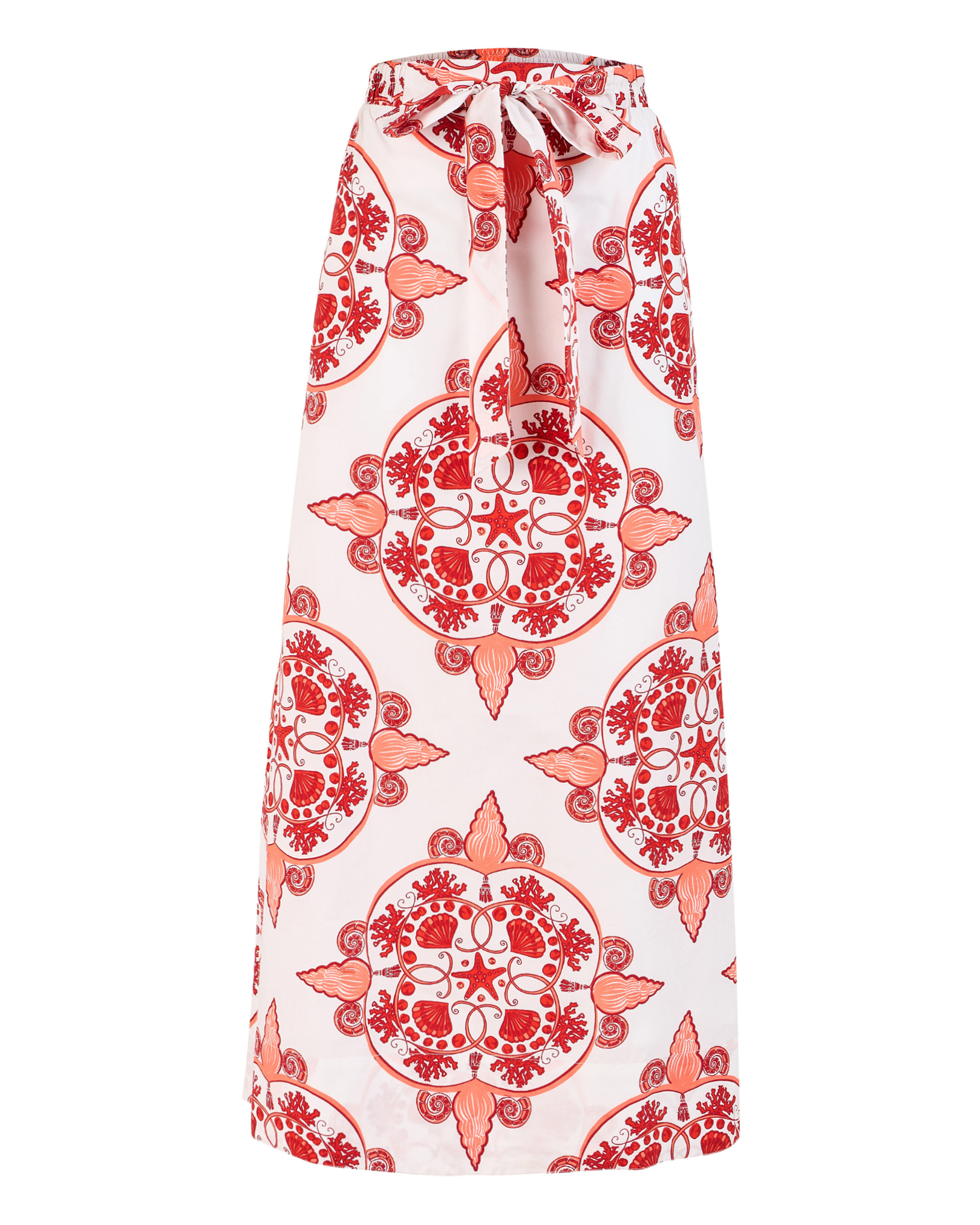 Nautilus shell print detail on cotton poplin maxi skirt by Beyond by Vera