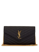 CASSANDRA LEATHER WALLET ON CHAIN Saint Laurent black TU