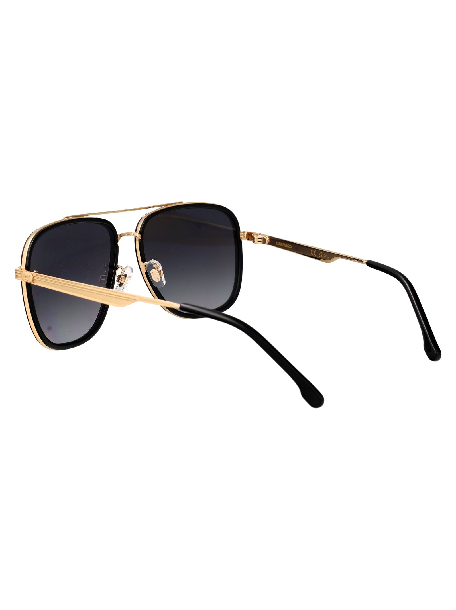Black Carrera aviator sunglasses, three-quarter view showing frame detail