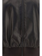 Dark chocolate nappa leather bomber jacket by Gucci, back view