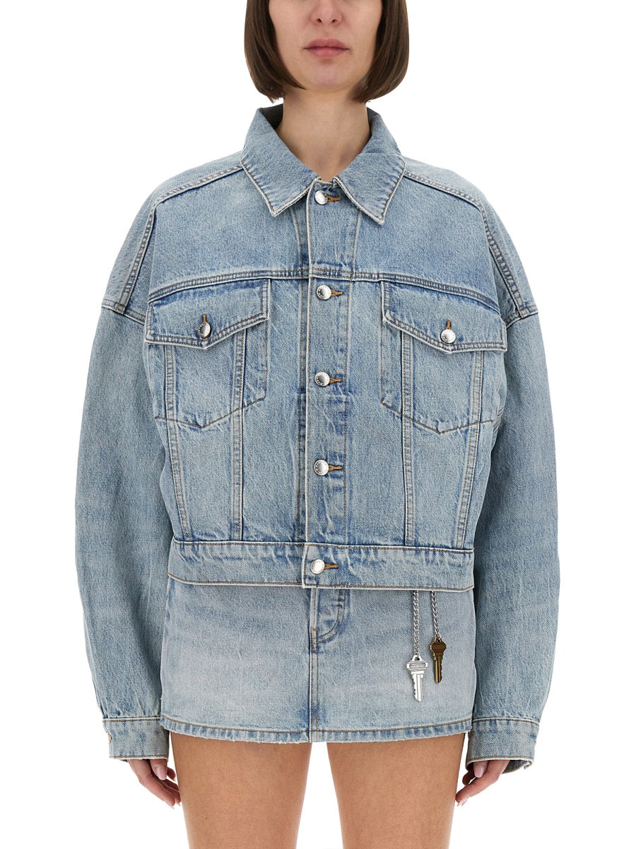 CLIP TRUCKER JACKET Alexander wang BLUE XS